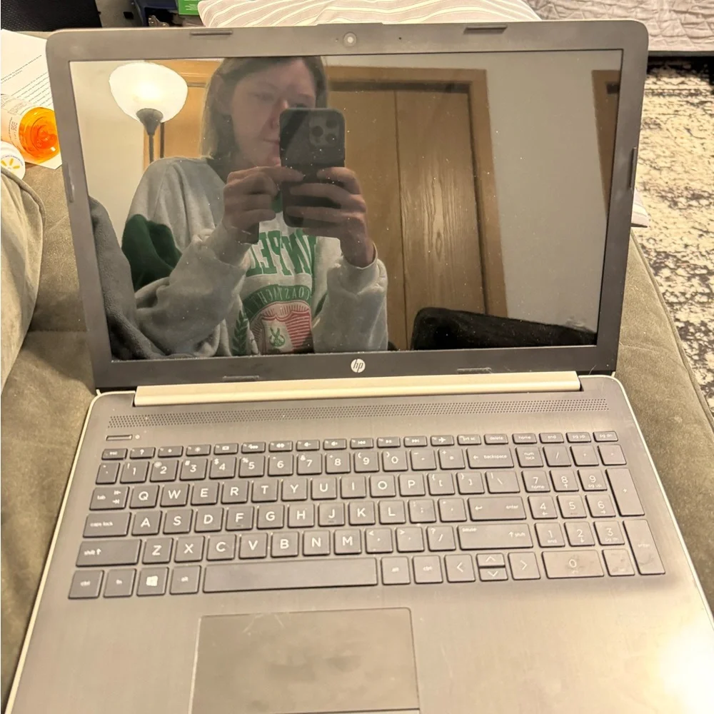 HP Silver and Black Laptop with Charger